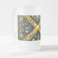 Frosted Glass Mug with Jamaican Colours design