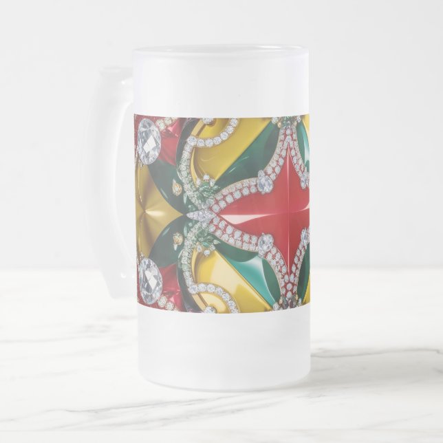 Frosted Glass Mug with Los Angeles Colours design (Front Left)
