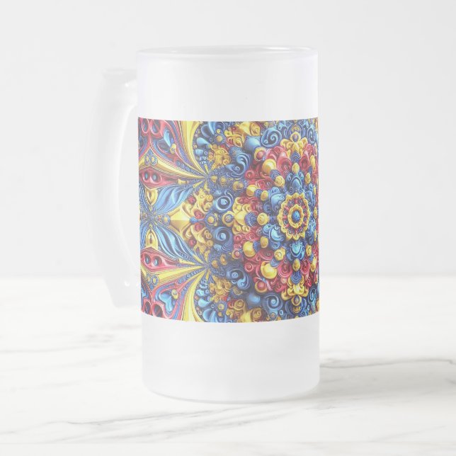 Frosted Glass Mug with Romanian Colours design (Front Left)