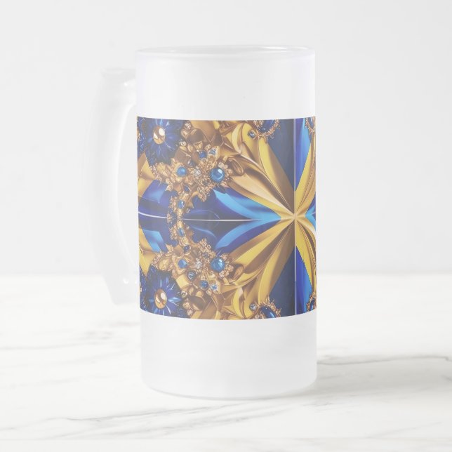 Frosted Glass Mug with Sweden Colours design (Front Left)