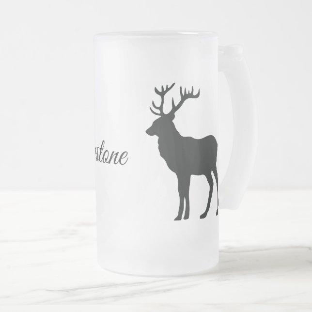 Frosted Glass Mug-Yellowstone Elk Frosted Glass Beer Mug (Front Right)