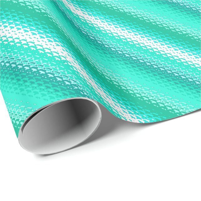 Frosted glass stripes - turquoise and white wrapping paper (Roll Corner)