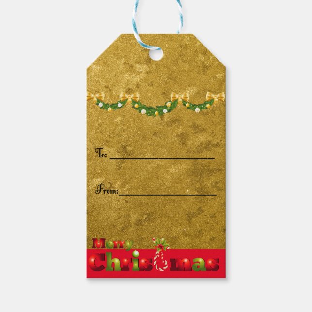 Frosted Gold Christmas Gift Tags (Front)