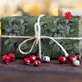 Frosted Green Twigs Wrapping Paper