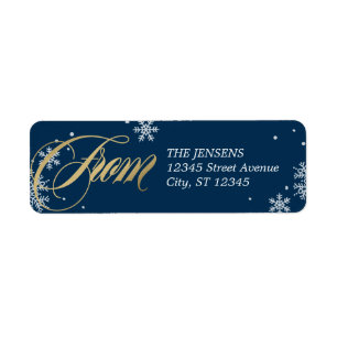 Frosted Greeting Holiday Address Labels Navy