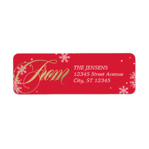 Frosted Greeting Holiday Address Labels Red