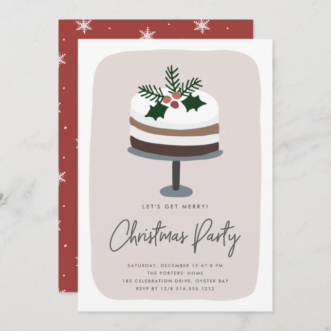 Frosted Holly | Cute Modern Christmas Party Invitation (Front/Back)