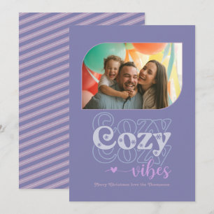Frosted Lavender Cosy Vibes Only Christmas Photo Holiday Card