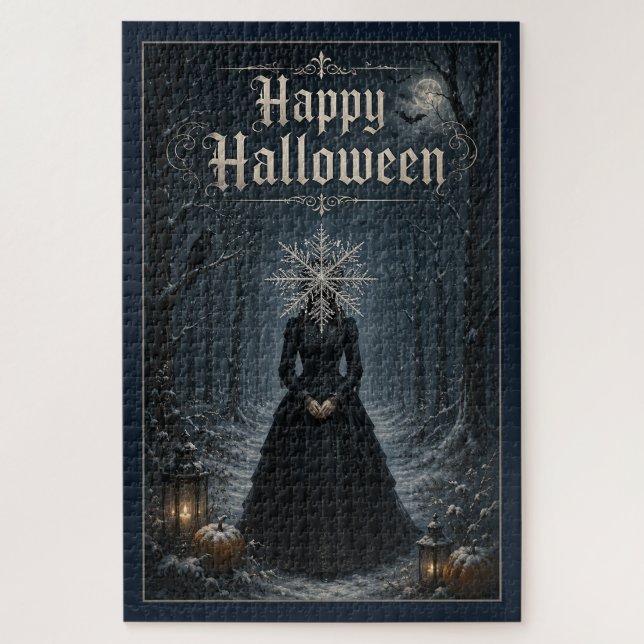 Frosted Midnight Halloween Enchantress Jigsaw Puzzle (Vertical)