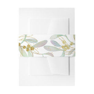 Frosted Mistletoe Winter Wedding Invitation Belly Band