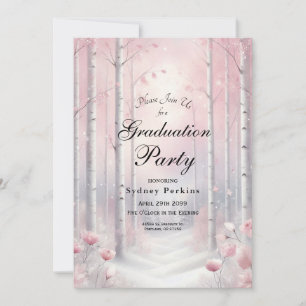 Frosted Petals in a Winter Woodland Graduation Invitation