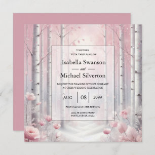 Frosted Petals in a Winter Woodland Wedding Invitation