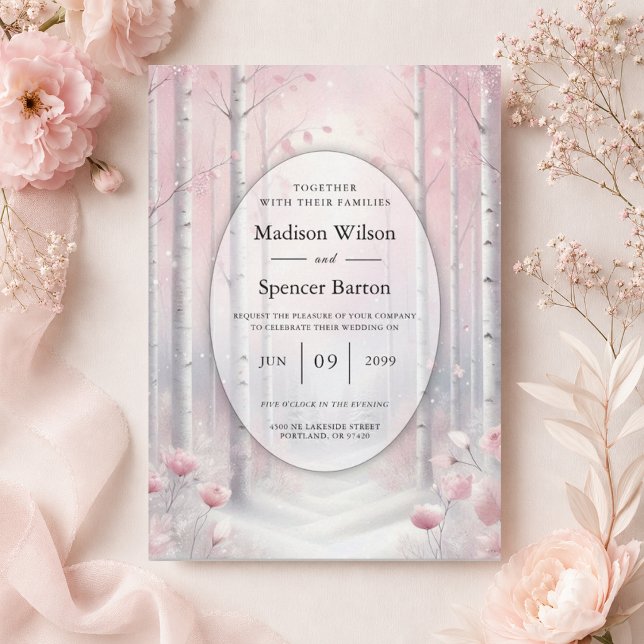 Frosted Petals in a Winter Woodland Wedding Invitation (Creator Uploaded)