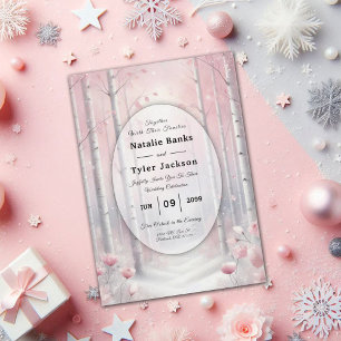 Frosted Petals in a Winter Woodland Wedding Invitation