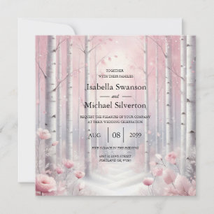 Frosted Petals in a Winter Woodland Wedding Invitation