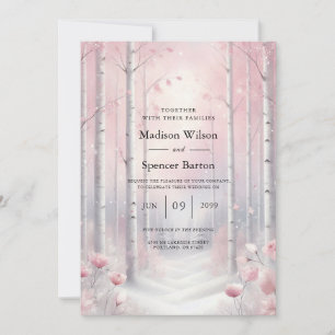 Frosted Petals in a Winter Woodland Wedding Invitation