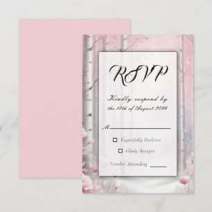 Frosted Petals in a Winter Woodland Wedding RSVP Card