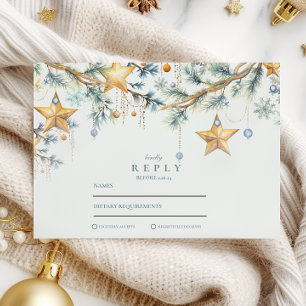 Frosted Pine Star Garland Wedding RSVP Card