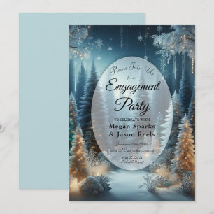Frosted Pines in Winter Glow Engagement Party Invitation
