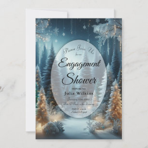 Frosted Pines in Winter Glow Engagement Shower Invitation