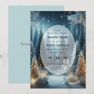 Frosted Pines in Winter Glow Wedding Invitation