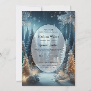 Frosted Pines in Winter Glow Wedding Invitation