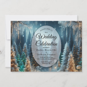 Frosted Pines in Winter Glow Wedding Invitation