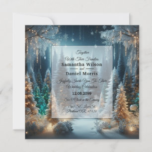 Frosted Pines in Winter Glow Wedding Invitation