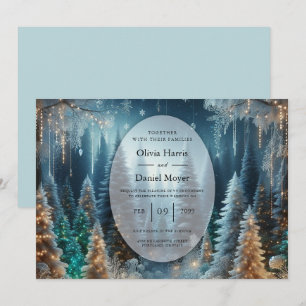 Frosted Pines in Winter Glow Wedding Invitation