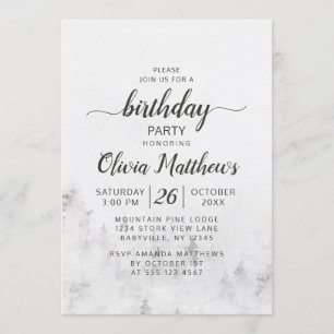 Frosted Pines Rustic White Mountain Birthday Party Invitation