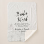 Frosted Pines Rustic White To the Bridesmaid Quote Sherpa Blanket<br><div class="desc">Frosted Pines Rustic White Mountain Range Snowy Winter Design with Hand Painted Pine Trees, Watercolor Paper Texture Background, and White Grey and Black muted colour palette. Perfect for a winter wedding, or outdoor lodge venue With modern chic brush script fonts, and simple minimalist background - Bridesmaid Heartfelt Quote Keepsake Sherpa...</div>