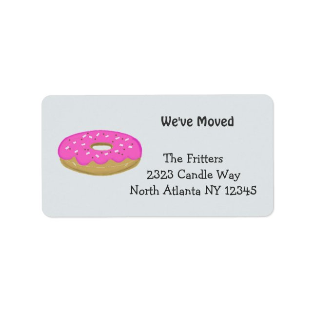 Frosted Pink Doughnut New Address Label (Front)