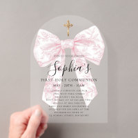 FROSTED Pink Toile Bow Girl First Communion Arch