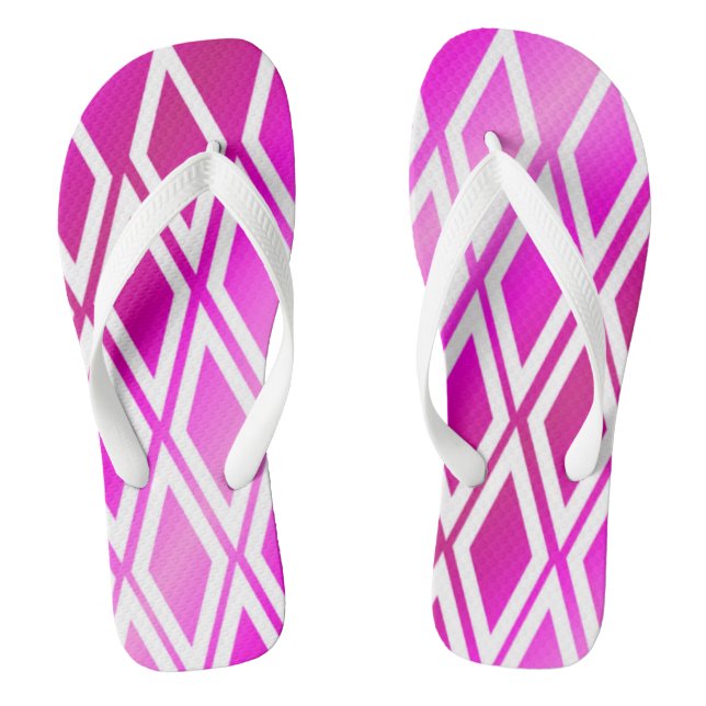 Frosted Pink White Diamond Pattern Jandals (Footbed)