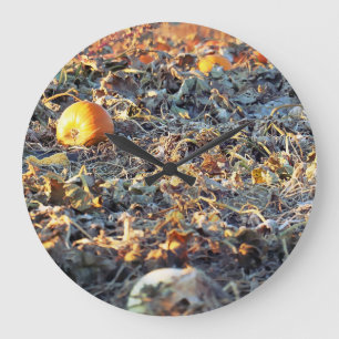 Frosted Pumpkin Patch Large Clock