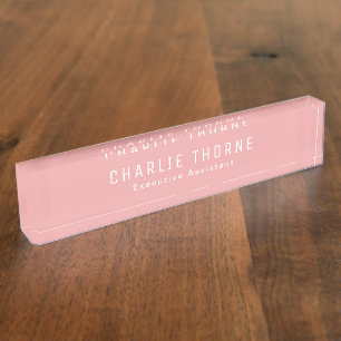 Frosted Red Desk Nameplate with Name and Title