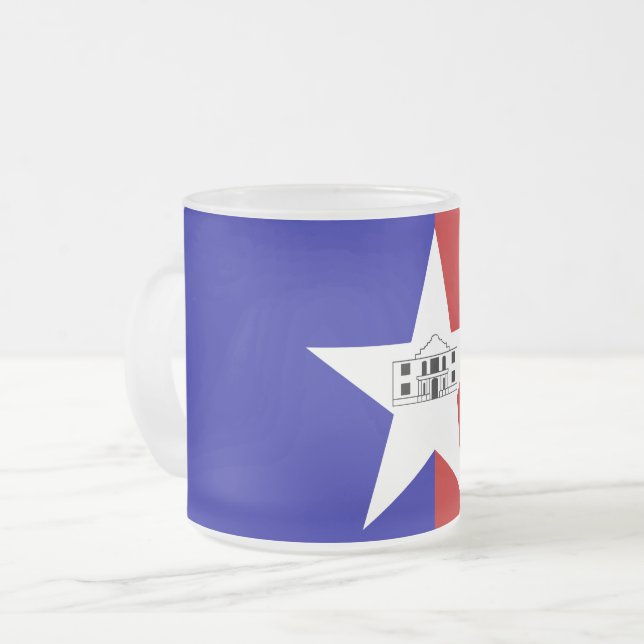 Frosted small glass mug - flag of San Antonio (Front Left)