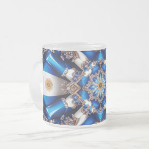 Frosted small glass mug with Argentinian Colours