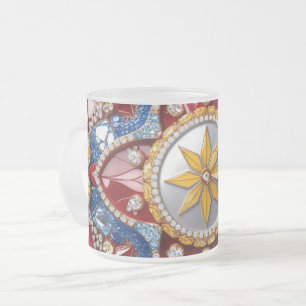 Frosted small glass mug with Colombian Colours
