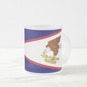 Frosted small glass mug with flag American Samoa