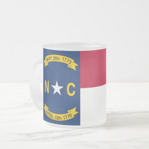 Frosted small glass mug with flag North Carolina