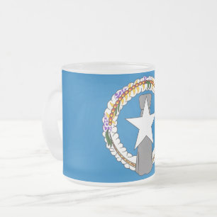 Frosted small glass mug with flag Northern Mariana