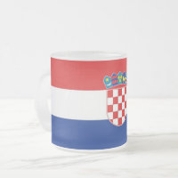 Frosted small glass mug with flag of Croatia