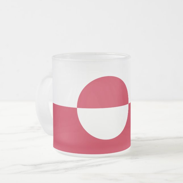 Frosted small glass mug with flag of Greenland (Front Left)