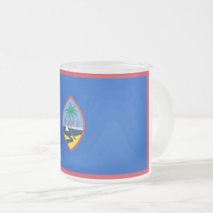 Frosted small glass mug with flag of Guam