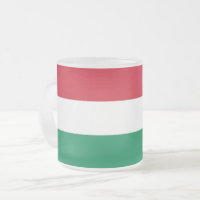 Frosted small glass mug with flag of Hungary