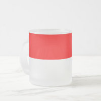 Frosted small glass mug with flag of Indonesia