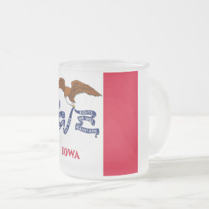 Frosted small glass mug with flag of Iowa