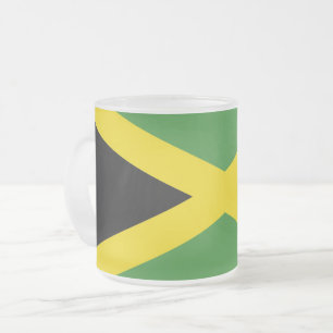 Frosted small glass mug with flag of Jamaica