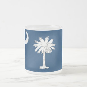 Frosted small glass mug with flag South Carolina